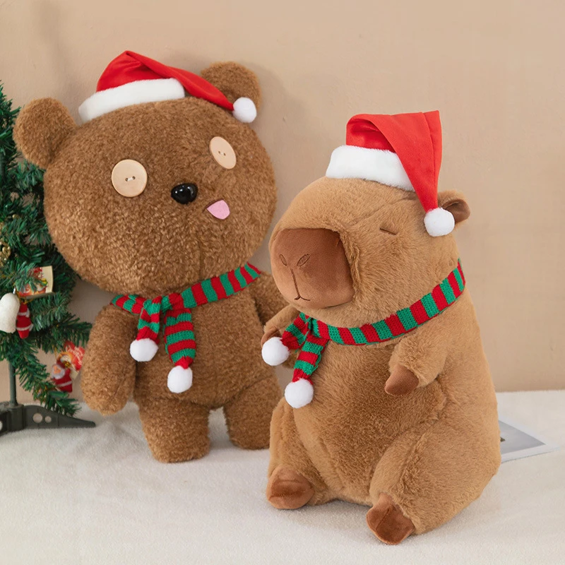 

Kawaii Капибара Рождественский медведь Тими Тедди плюшевая игрушка мягкая кукла для детей подарок на день рождения милые мягкие животные приятная игрушка в подарок