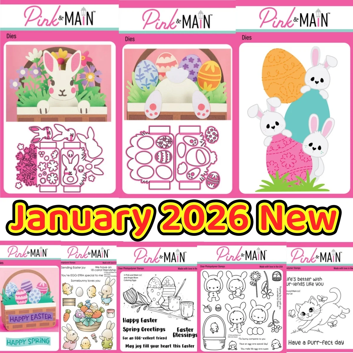 2026 January Easter Egg Bunny Basket Tail Cat Carrot Metal Cutting Dies Clear Stamps For DIY Decorating Scrapbook Template New