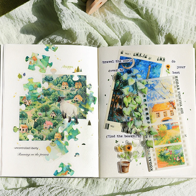 Mr. Paper Weaving Dream Sticker Set 6 Styles Oil Painting Art PET Sticker for Journal Craft