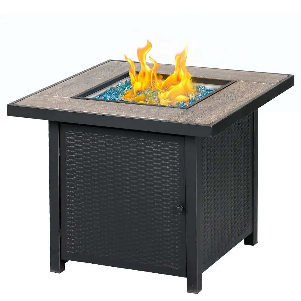 

Outdoor Backyard 24/28/30/32" Gas Burning Warm Fire Pit Table/Barbecue Pit Wood/Stainless Steel,Square/Round,Easy Assembly