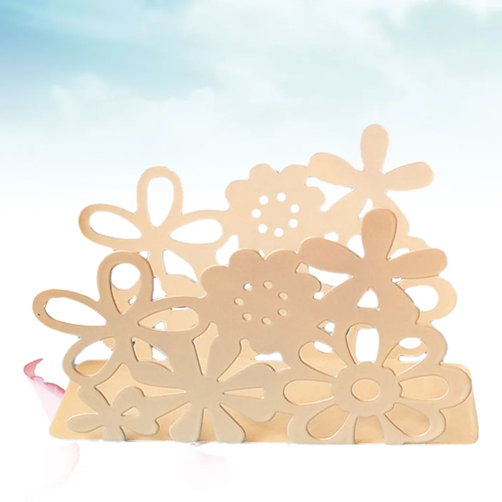 

Stainless Steel Napkin Holder Hollow-Out Floral Design Towel Rack Decorative Shelf For Kitchen Home Restaurant Use