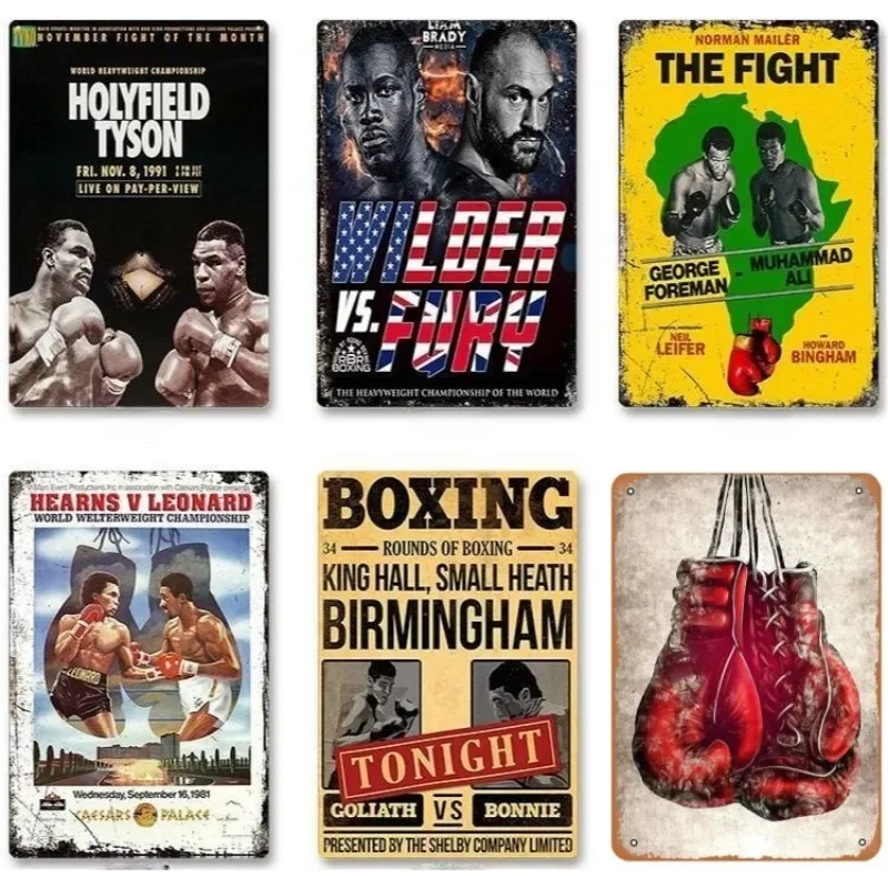Metal Tin Sign Poster Boxing Tin Sign Metal Plaque Poster for Bar Club Wall Decor Retro Home Bedroom Vintage Wall Plate Pendant