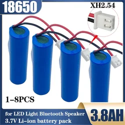 Original 3.7V 18650 Battery 3800mAh Rechargeable Lithium ION Batteries with PCB PH2.0-2P for Fishing LED Light Bluetooth Speaker