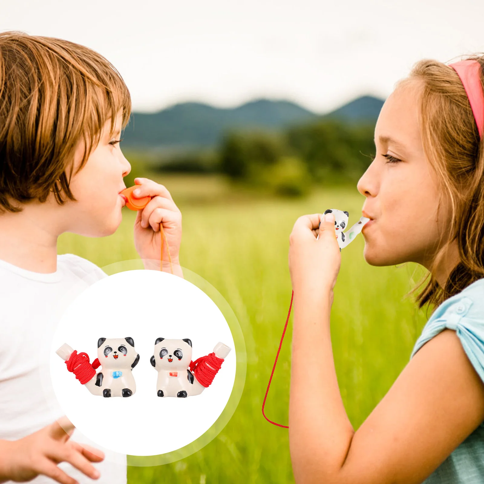 6 pçs panda assobios de cerâmica crianças festa favores aprendizagem precoce educacional desenvolvimento auditivo reconhecimento cor fabricante ruído