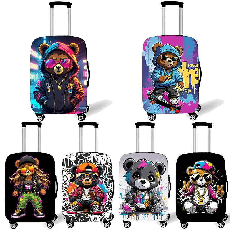 Graffiti Female Bear Doll Luggage Cover for Travel  Women Men Travel Accessories Anti-dust Elastic Suitcase Trolley Case Covers