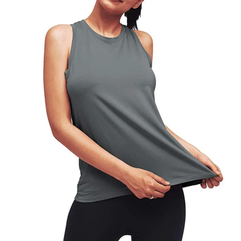 Yoga Shirts Running Fitness T-shirts Sleeveless Vest Women Backless Quick Dry Loose Sport Tee Tops Female Gym Workout Blouse