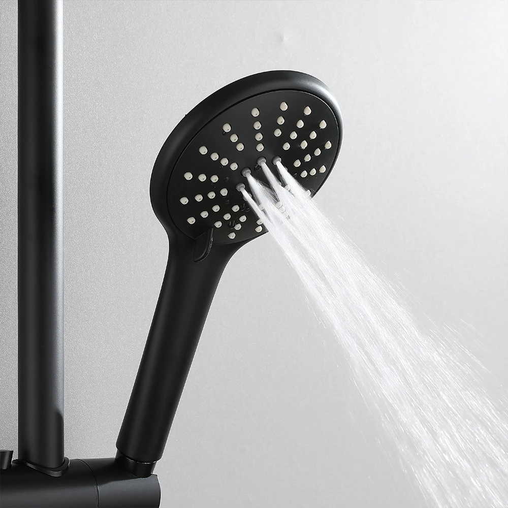 SKOWLL Shower Faucet Wall Mounted Tub Spout Shower Fixture Bathroom Shower Mixer Set with Handheld Sprayer, Matte Black XY-7115