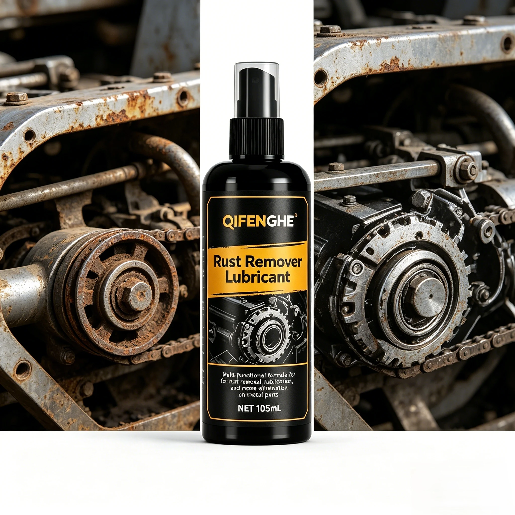 QIFENGHE 105ml Rostentferner-Schmierspray Multifunktionales Rostentfernungs- und Schmiermittel Geräuschdämpfung für Fahrradketten und Auto-Scharniere