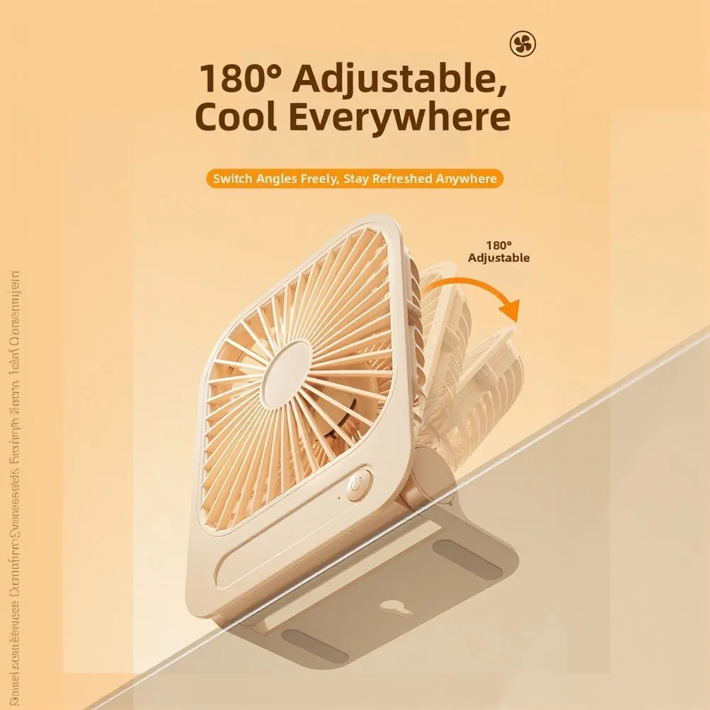 Magnetic Desktop Fan for Office Kitchen Dorm 4 Adjustable Angle Portable USB Charging Fan 16.5 x 13.5 x 2.8 cm
