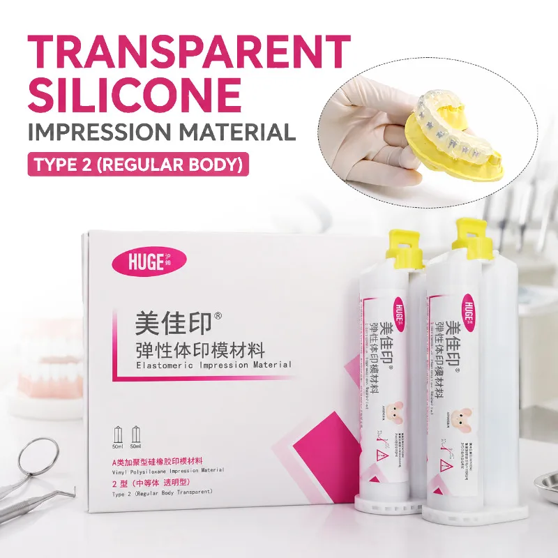 HUGE Type2 VPS Dental Regular Body Transparent Addition Silicone Impression Dentistry Material Lab Regular Body 50ml Cartridge