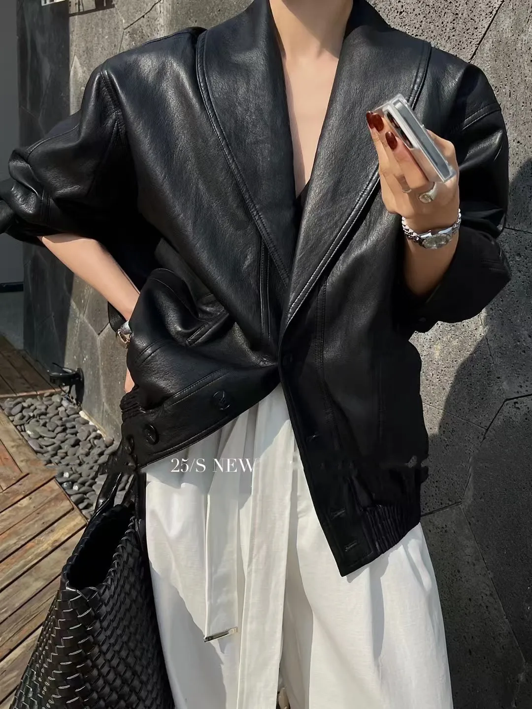 treetwear Giacca da donna retrò allentata corta in ecopelle Pu Primavera Autunno Cappotto con cerniera femminile Capispalla da motociclista vintage