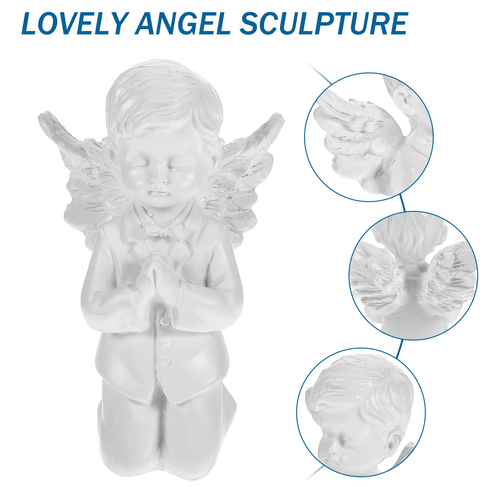 

1Pcs Prayer Angel Sculpture Smooth Finish Resin Craft Cute Angel Design for Living Room Bedroom Festive Holiday Decorative