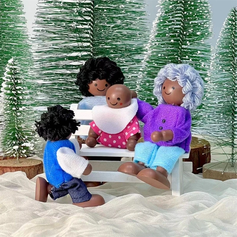  Flexible Limb Wooden Toy People Set for Kids Family Storytelling and Educational Play