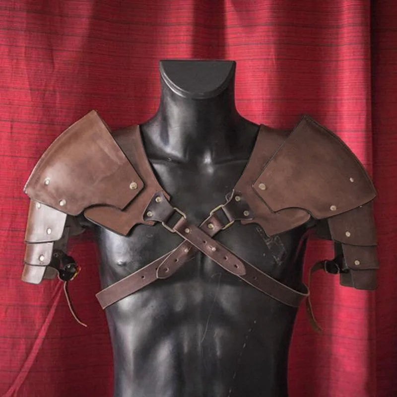 Costume de combat médiéval pour hommes, Armure initiée, Steampunk, Pauldrons, Cuir, Rivet, Viking, Kokor, Gladiateur, Samouraï, oral alier, Accessoires de fête