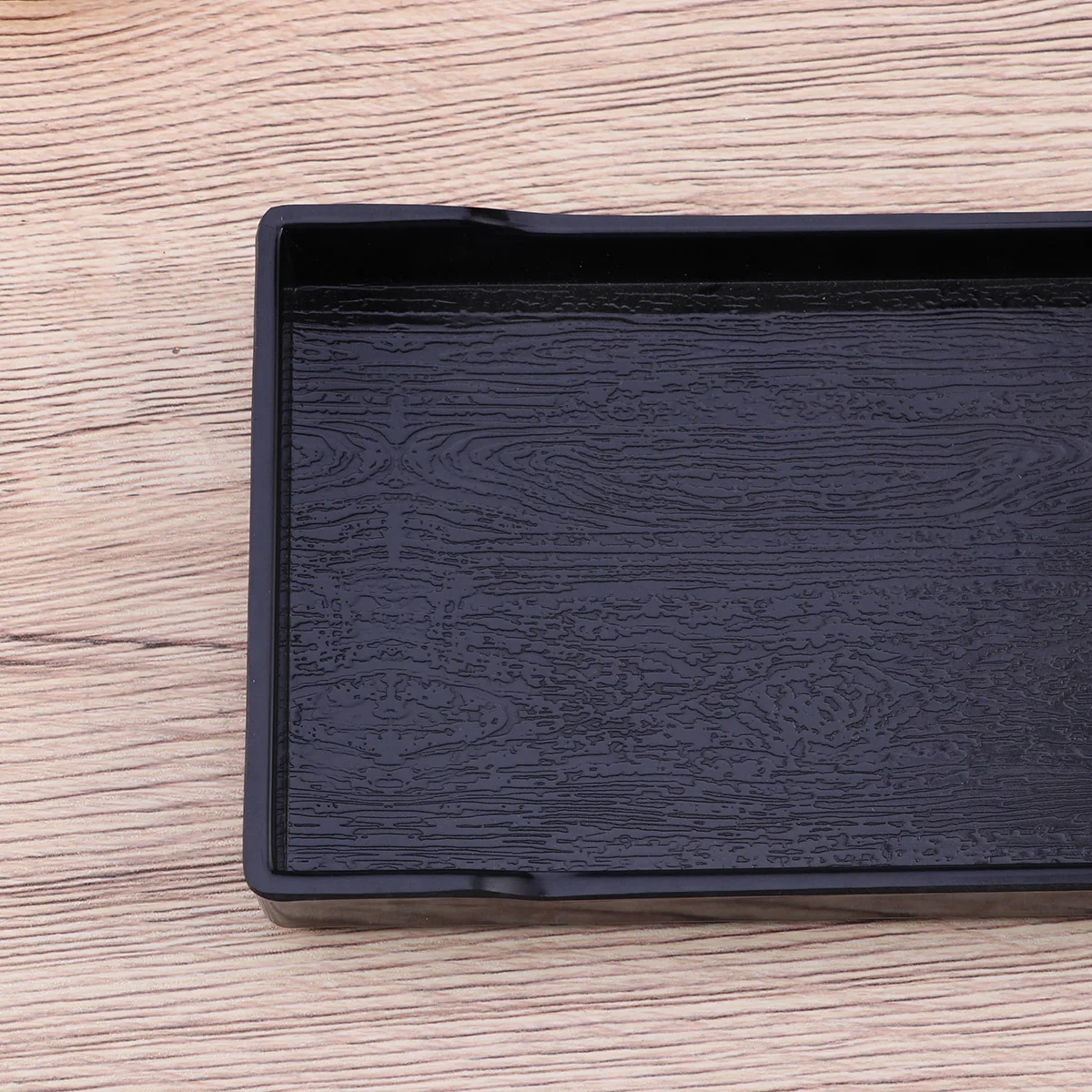 

Large Reptile Food Water Dish Small Size Black Unbreakable Shallow Design Easy Clean Simulated Wood Grain Surface For Turtle