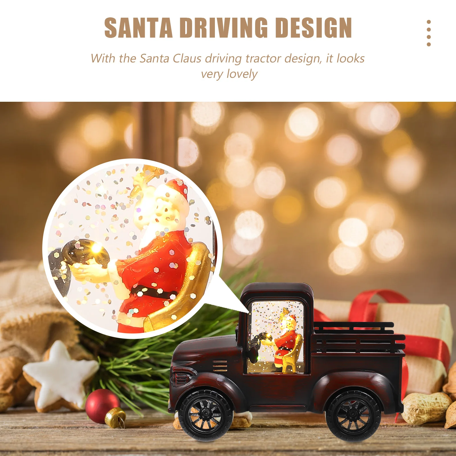 

Santa Claus Driving Tractor Luminous Christmas Adornment Xmas Home Decor Santa Claus Tractor Decor Christmas Adornment