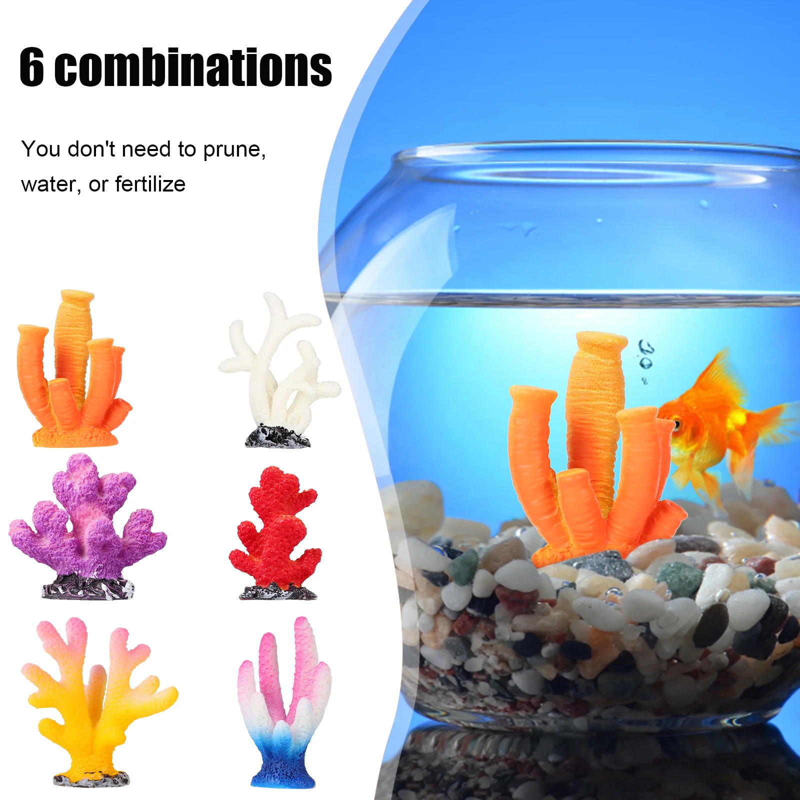 

6pcs Aquarium Coral Decor Fake Coral Reef Landscape For Fish Tank Safe For Fish Shrimp No Fading Small Aquarium Decorations