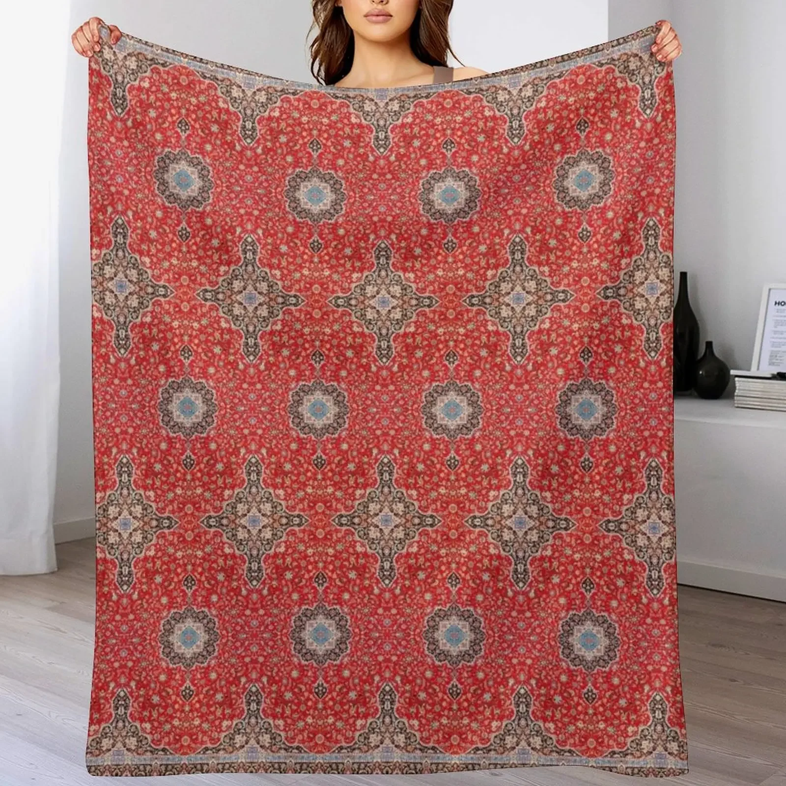 

Heritage Oriental Traditional Bohemian Moroccan Style Throw Blanket Warm Napping Blanket for Office Couch Bed