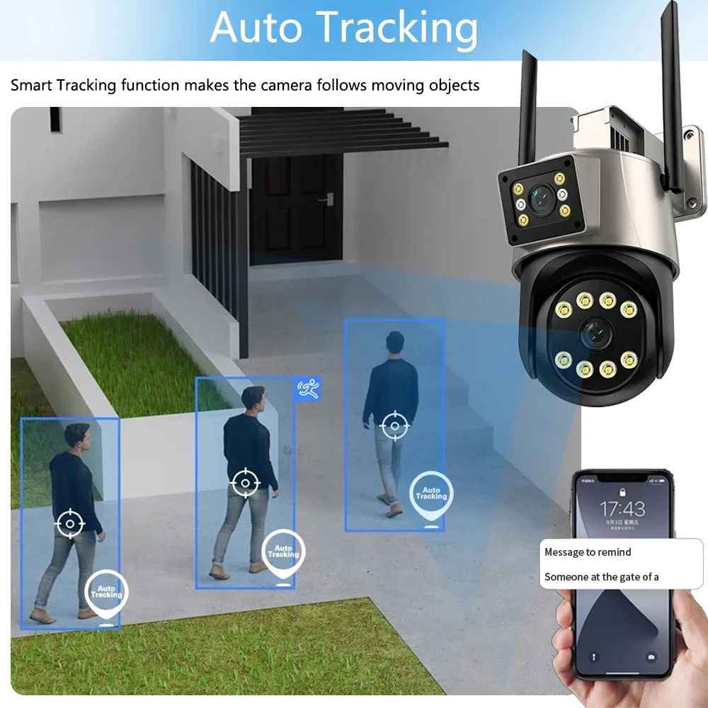 Wifi PTZ Camera Outdoor PTZ Dual Screen Human Detect CCTV Surveillance 6MP Security IP Camera iCSee APP 10CH 8MP 4K NVR System