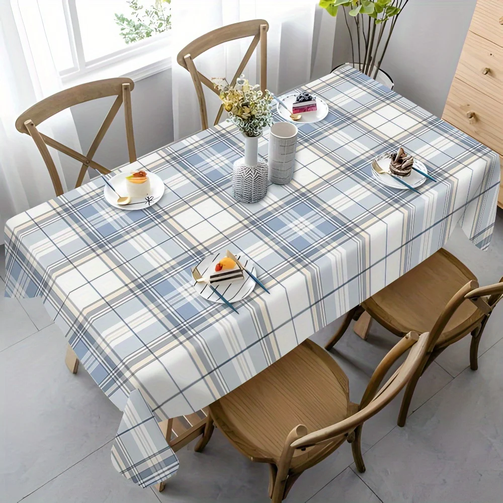 1pc pattern-printed tablecloth, check pattern, fresh, lines, English stylezyc