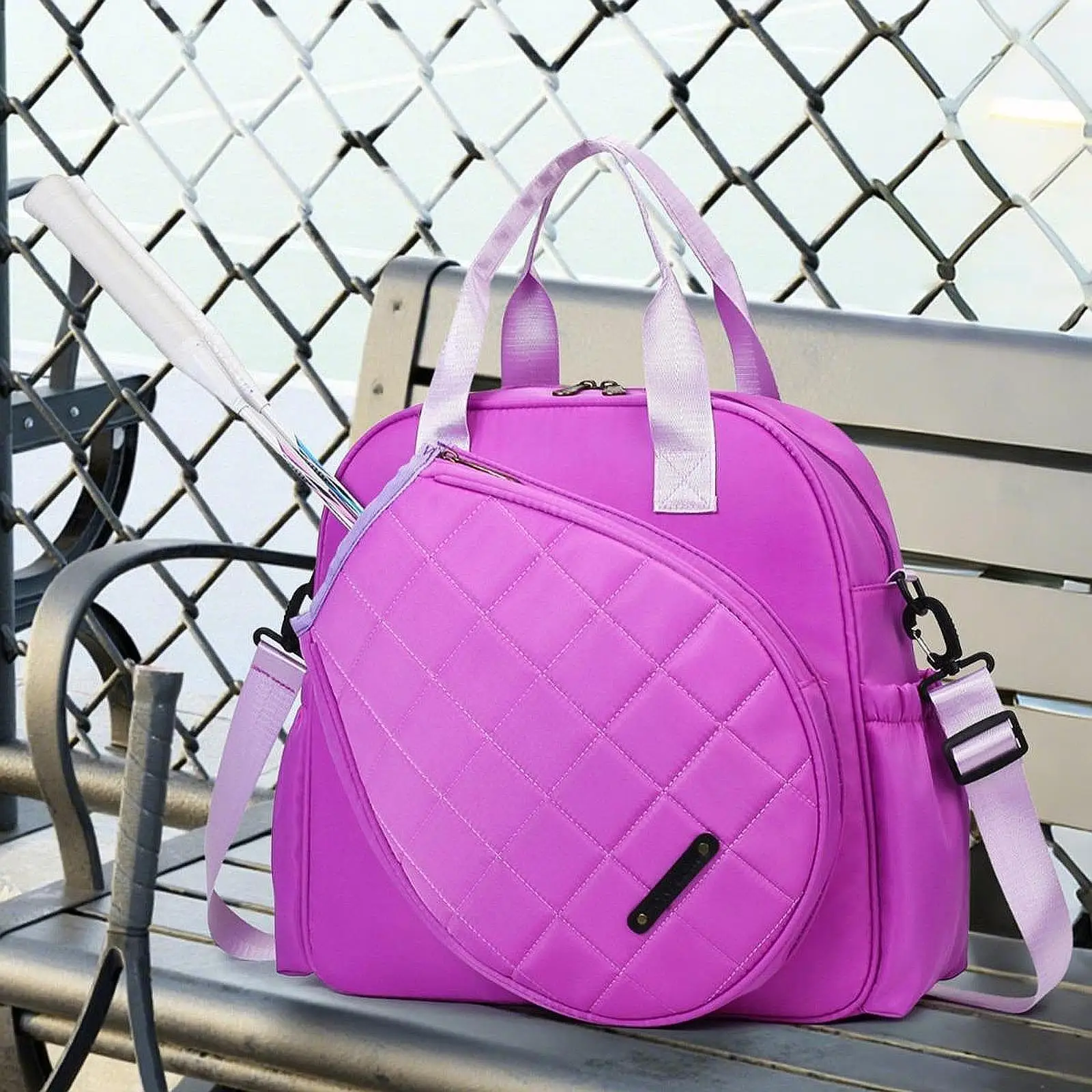 Large Tennis Racket Bag Carrying Tote with Adjustable Strap for Badminton Pickleball and Gym