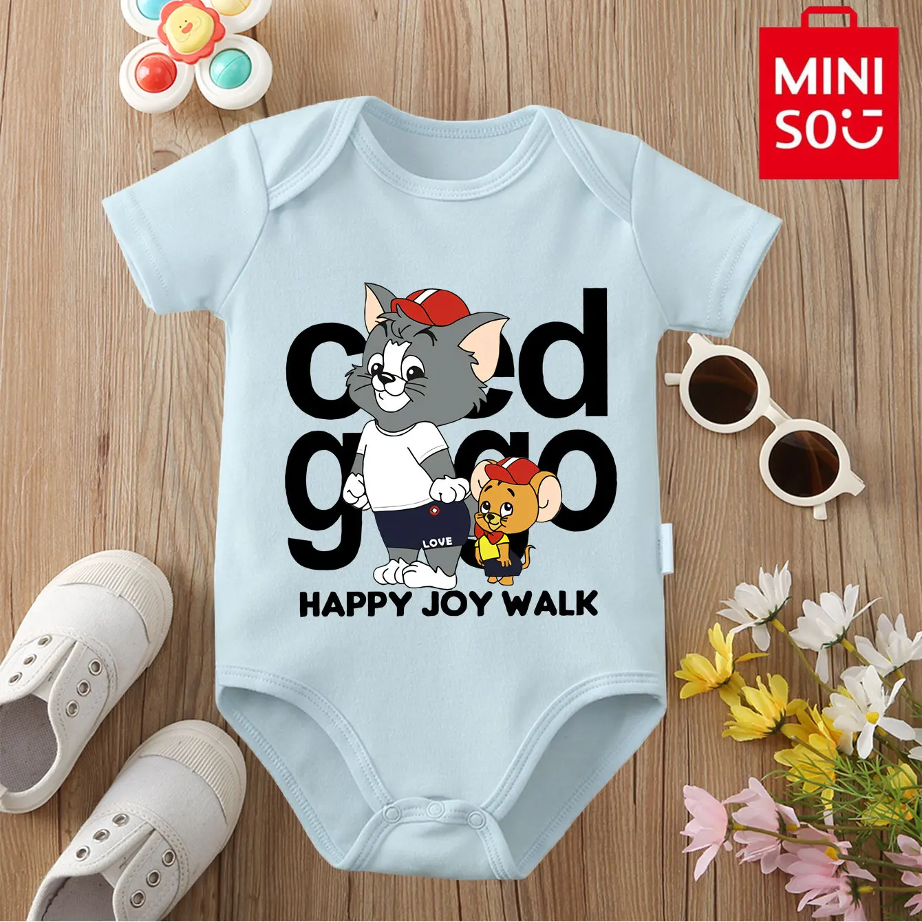 

MINISO Pure Cotton Bodysuit Soft Baby Cloths Happy Tom&Jerry Best Gift for Baby Onesie Jumpsuit for 0 To 12 Months Cute Newborn