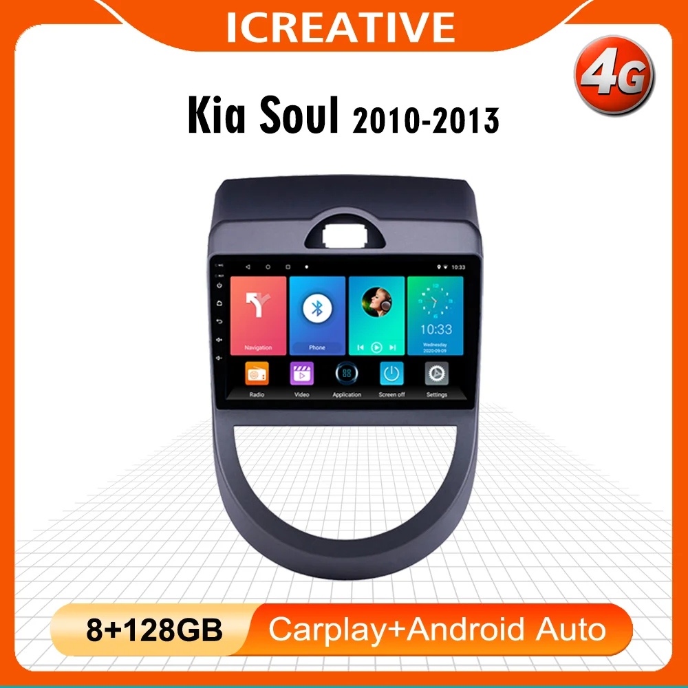 

4G Carplay для Kia Soul 2009-2013 9 дюймов Android радио 2 Din Автомобильный мультимедийный плеер навигация GPS WIFI головное устройство стерео