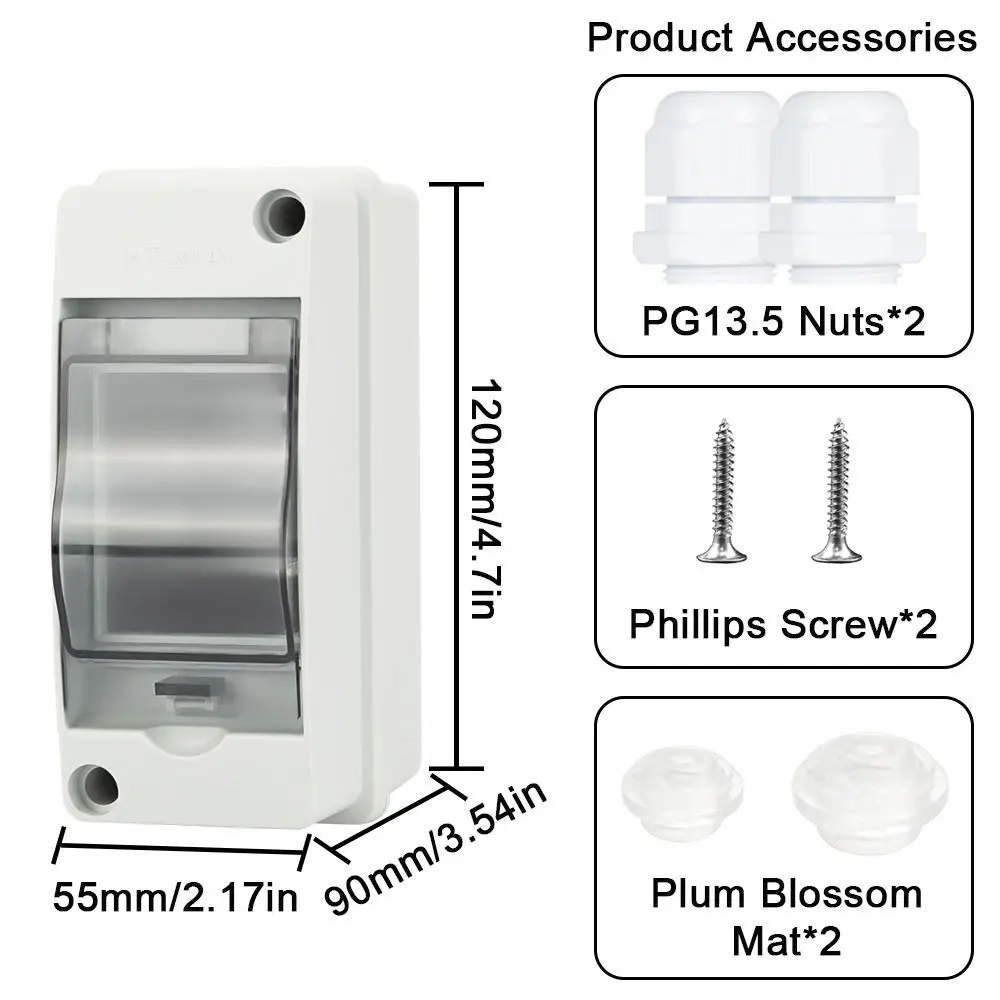 1Pcs HT-2 Waterproof Distribution Box 2 Way IP65 Waterproof Solar Junction Box Flame Retardant Wire Grommet Breaker Box