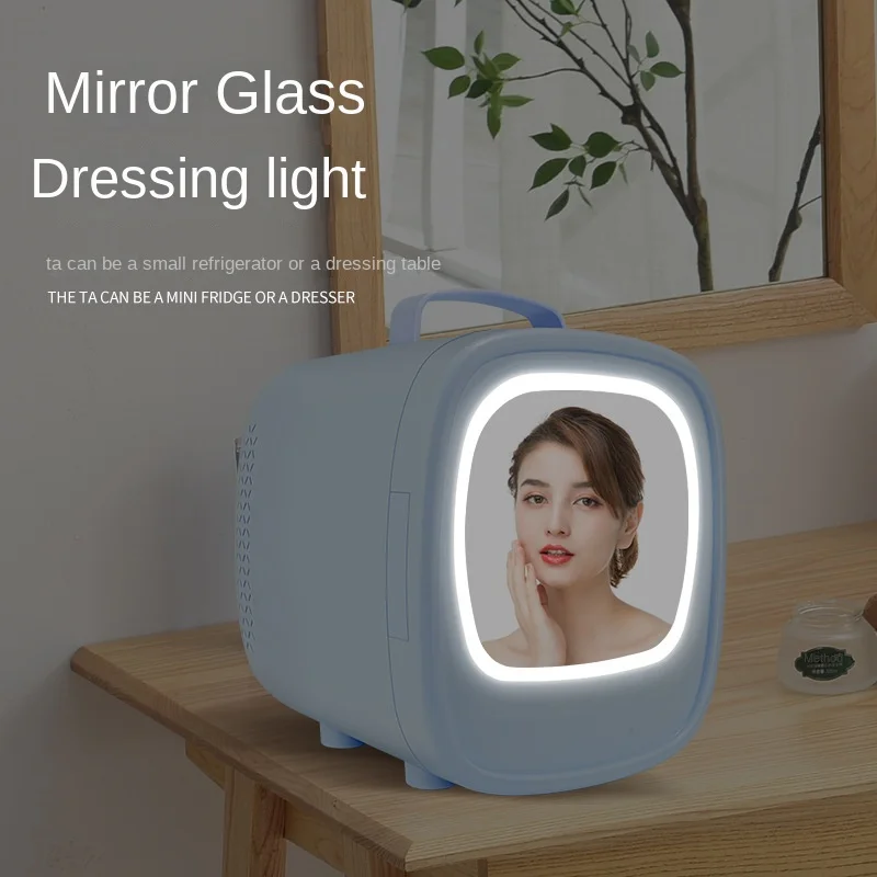 

Car Refrigerator Led Light Mirror 6l Beauty Refrigerator Storage Mask Cosmetics Preservation Refrigerated Car Heating and Coolin