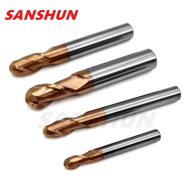 HRC60 2 Flutes Carbide Ball Nose End Mill Tungsten steel Cutter CNC Router Bit Milling Tool R0.5 R1 R2 R3 R4 R5 R6 Cutting tools