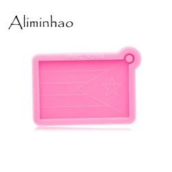 DY0777 Super Glossy Resin Puerto Rico flag Mold, Craft Keychain Silicone for DIY Mould Necklace jewelry Epoxy Resin