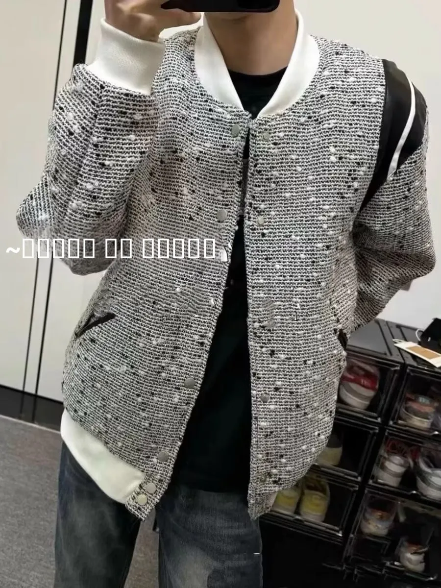 

Ретро-американский вязаный бейсбольный жакет, весна-осень, свободный крой, универсальная верхняя одежда для пар, ощущение роскоши