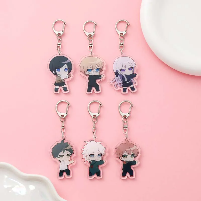 Anime Danganronpa Acrylic keychain accessaries Cartoon funny Bag Pendant cute creative charm Car Keyring Friends Fans Gifts