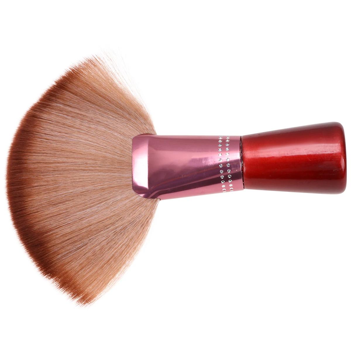 

Multifunction Powder Brush Fan Shape Nylon Bristles Light Brown Acrylic Rhinestone Alloy Handle Precise Makeup Tool Professional