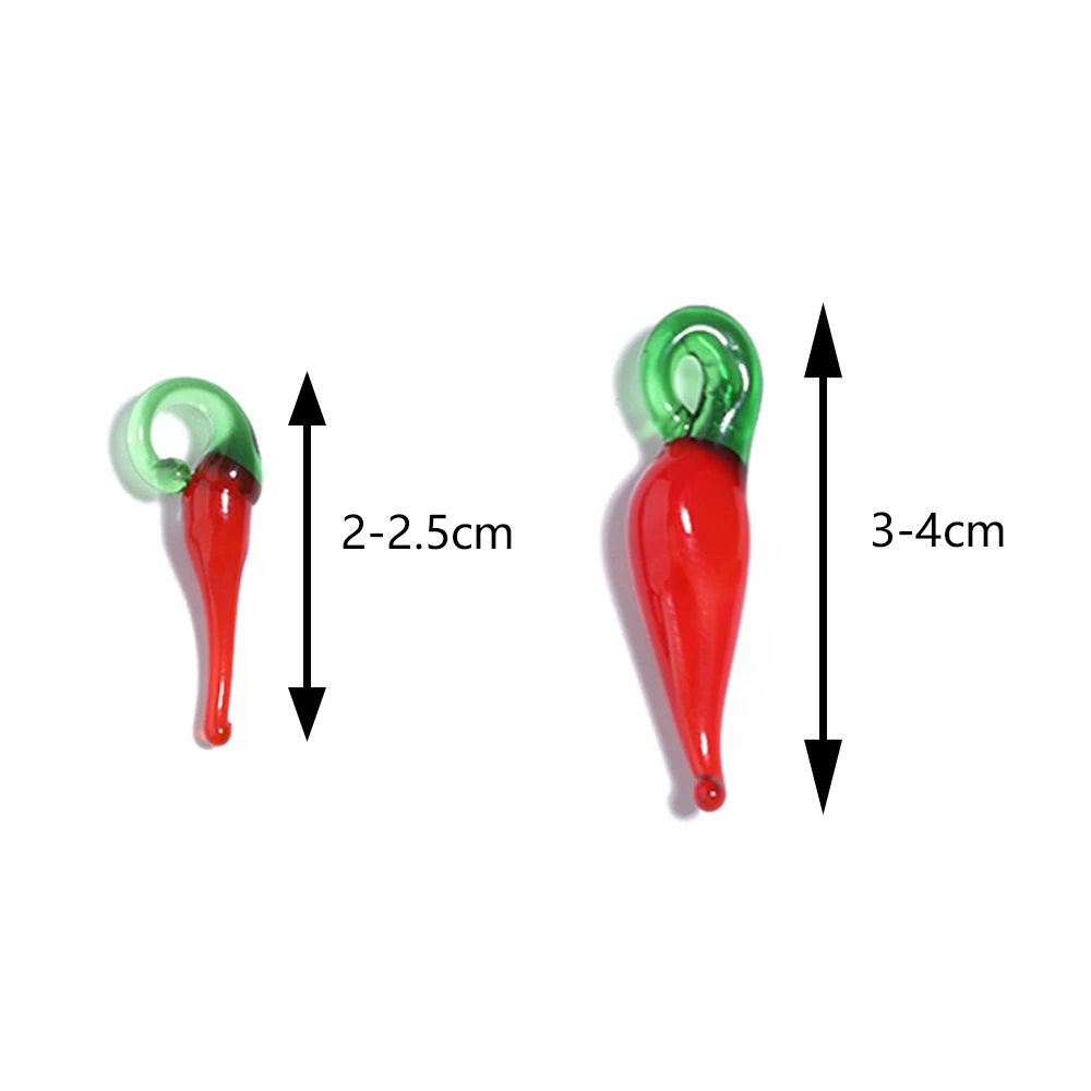 10/20pcs Lampwork Red Chili Charms Pendant  Pepper Shape Glass Beads for Jewelry Making DIY Necklace Earring Handmade Materials