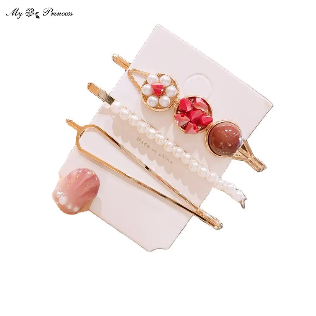 3PCS/SET Elegant  Pearl Crystal Hair Clip For Women Korean Fashion Hairpins Acrylic Barrettes Girls Hairgrips Hair Accessories