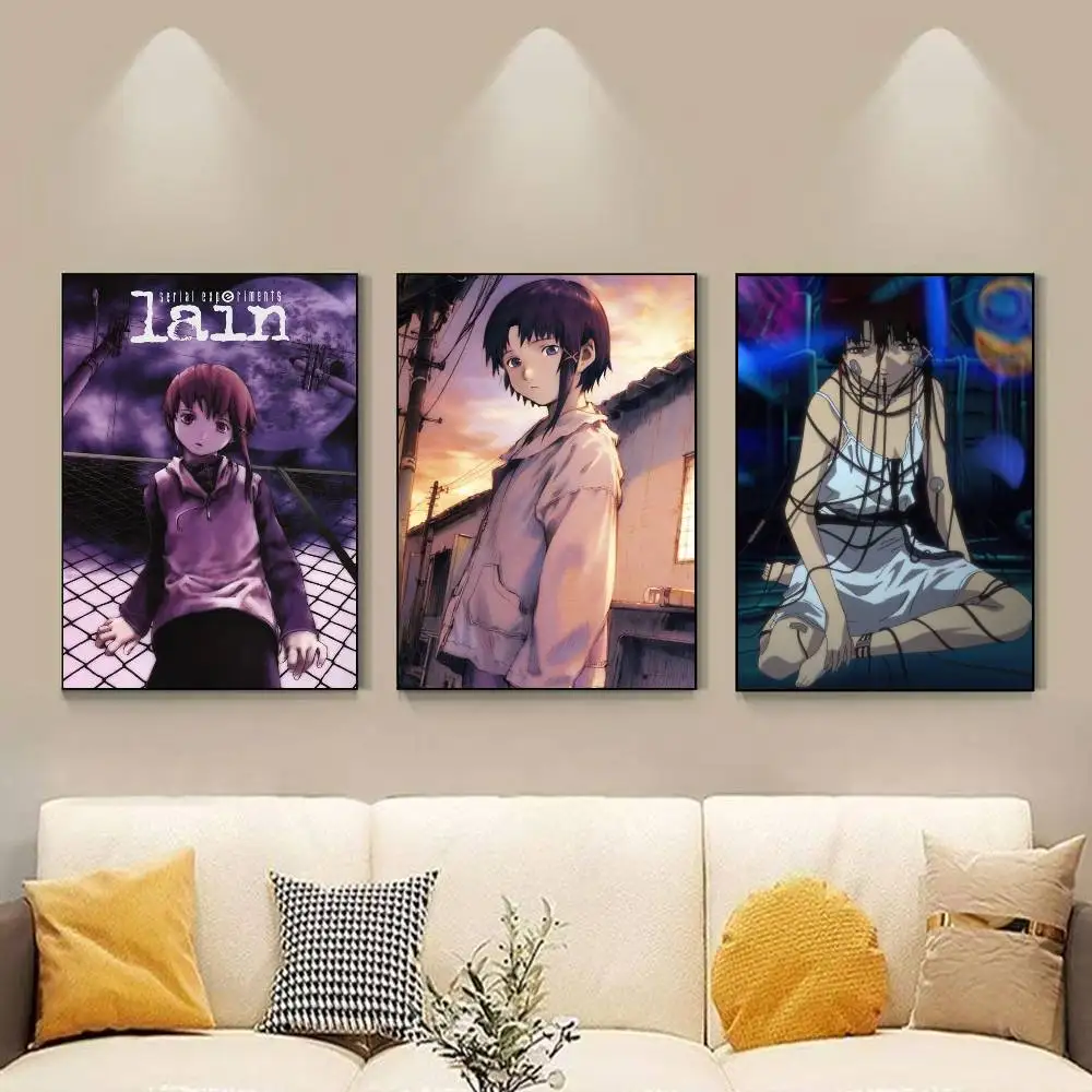 S-Serial Experiments L-Lain Poster HD Quality Wall Art Retro Posters For Home Room Wall Decor Self Adhesive