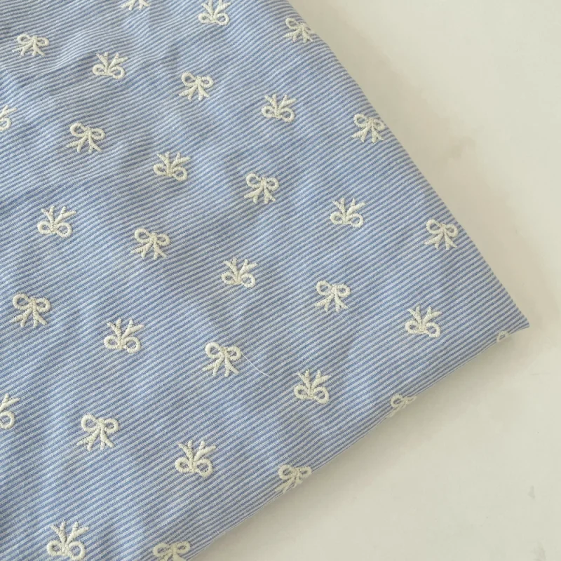 

Striped pink blue polyester cotton fabric for clothing, tablecloths, throw pillows, diy handmade fabric