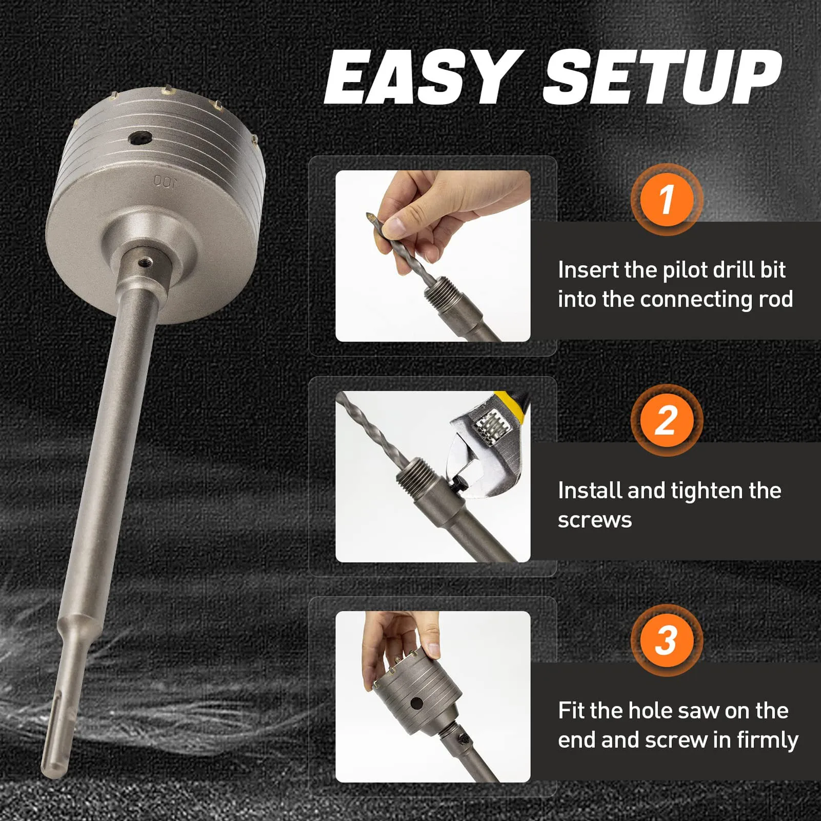 Concrete Hole Saw Drill Bit Concrete Hole Saw Drill Bit with Shank 30mm 40mm 65mm 80mm 100mm Hole Opener Cut Bit Kit