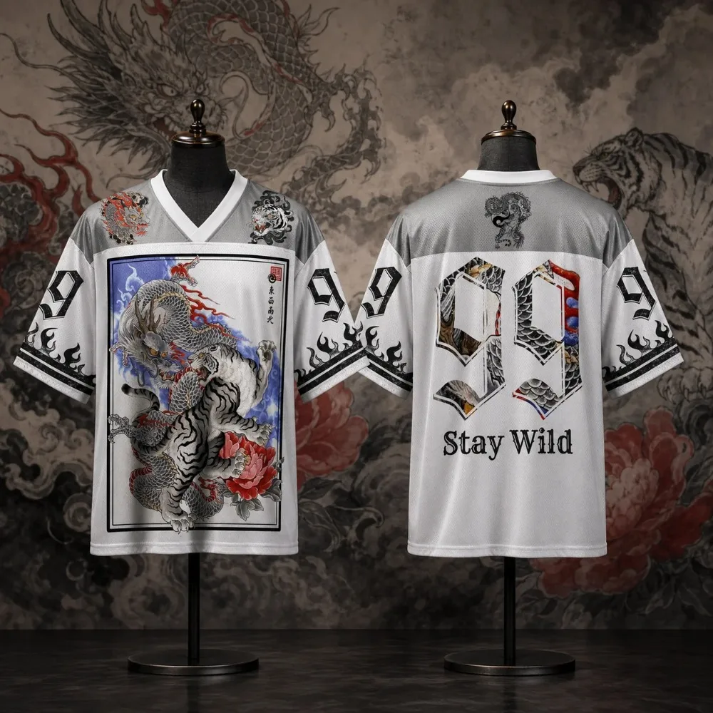 Harajuku Dragon Tiger Patte3D Print Sport Quickdry Breatha Men V-neckTshirt Outdoor Street Casual Team Training Parent-Child Top