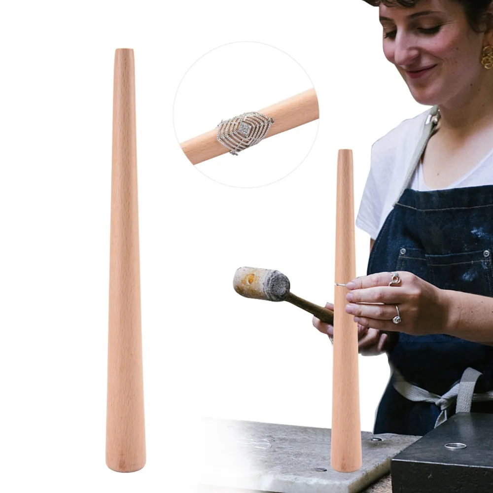 Versatile Wood Color Wood Ring Mandrel Wood 2.5 x 2.5 x 25cm Jewelry Mandrel Tool Ring Stretcher Tool DIY Projects