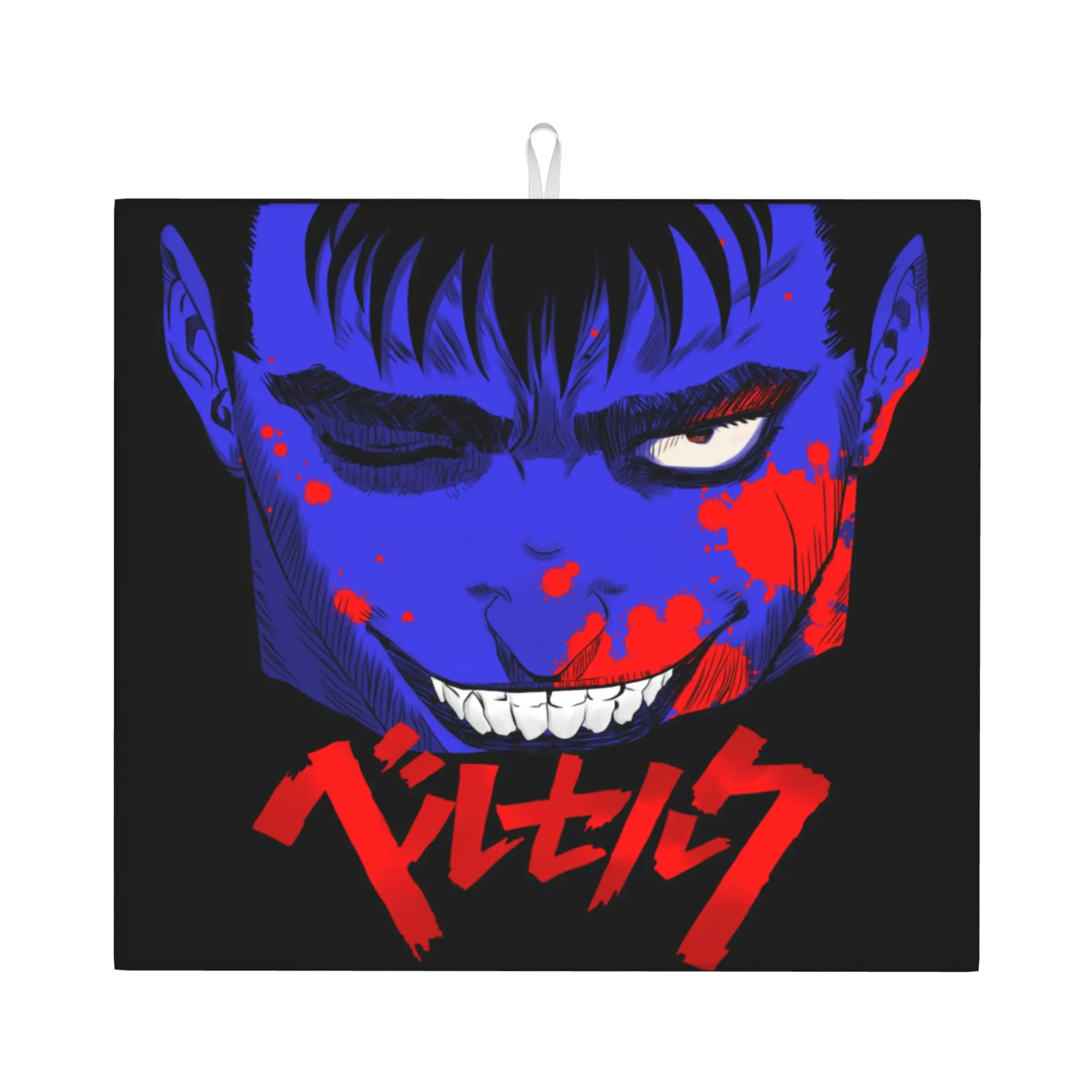 Drying Mat For Kitchen Doodle Blue Man Anime Berserk Barware Tableware Oil Proof Reusable  Washable Kitchen Sink Drying Pad