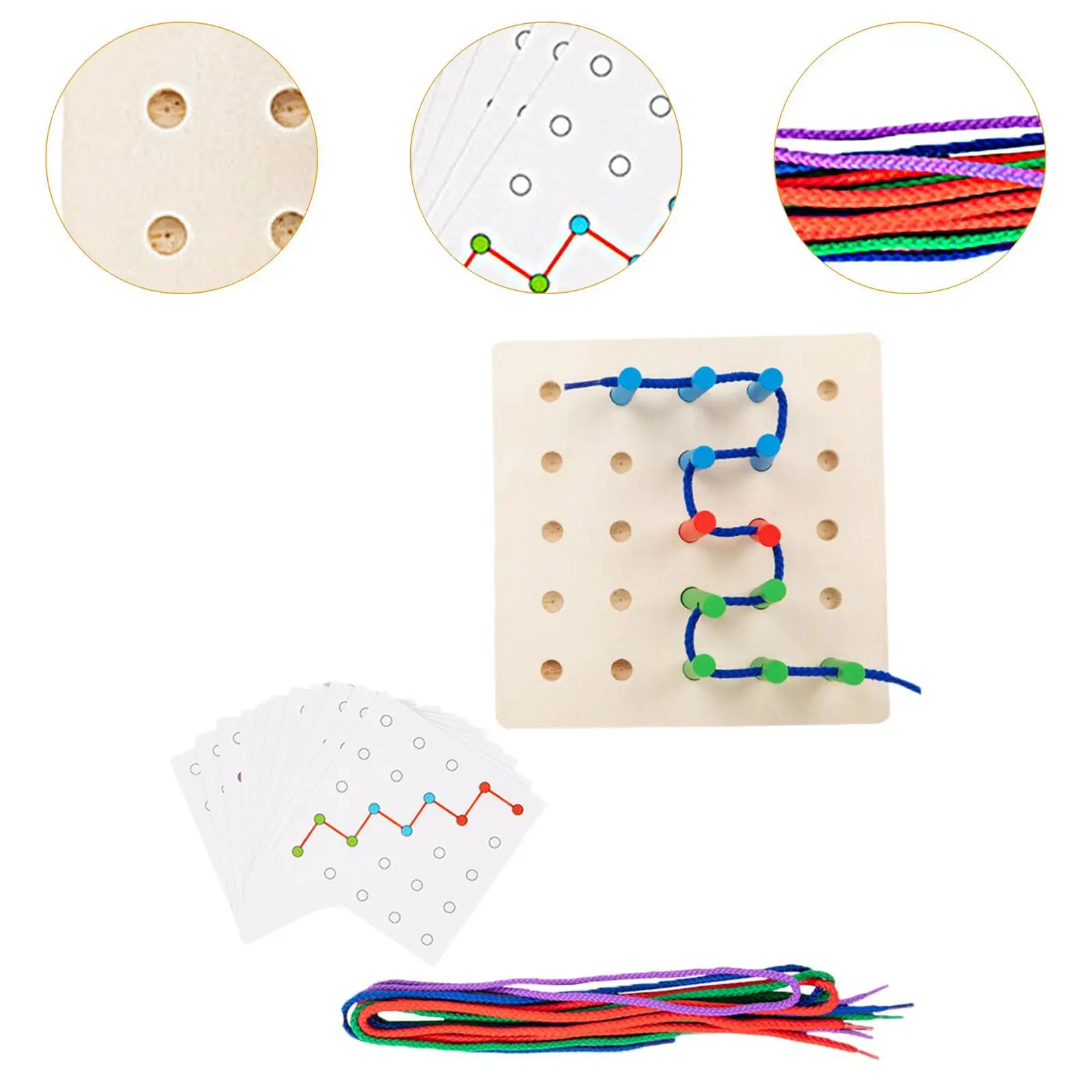 Giocattolo per allacciatura per bambini Gioco di corda per infilare Giocattolo per l'apprendimento precoce Montessori Inserto per bastoncini Tavola per infilare Bambini di età 3 ~ 6 anni Ragazzo e ragazza