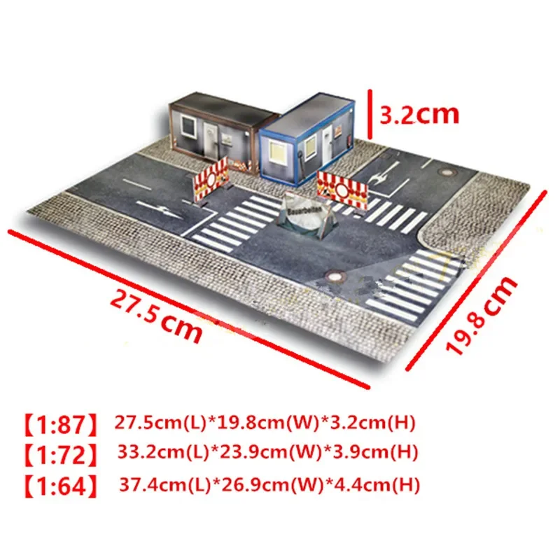 1:87/76/72/64 Scale Street Construction Scene Decoration City Road Paper Model for Sand Table