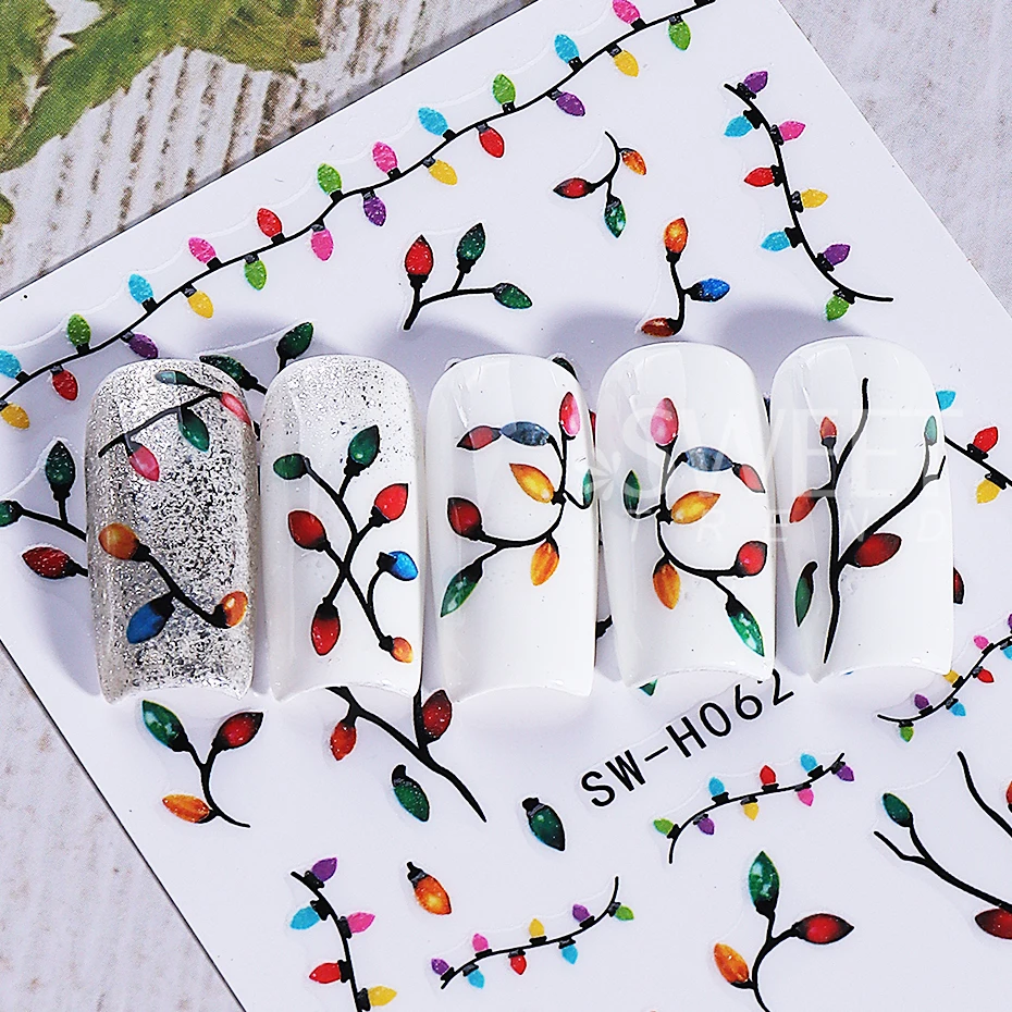 3 قطع من ملصقات أظافر عيد الميلاد المتوهجة في الظلام، ملصقات أظافر ملونة لعيد الميلاد الخفيفة على شكل نجمة شجرة عيد الميلاد لتزيين الأظافر بنفسك