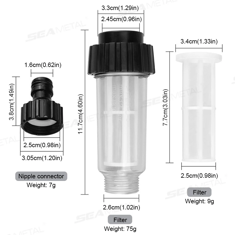 SEAMETAL Water Filter Filter G 3/4'' High Pressure Washer Prevent Dirt Connection Fitting for Karcher K2 K3 K4 K5 K6 K7