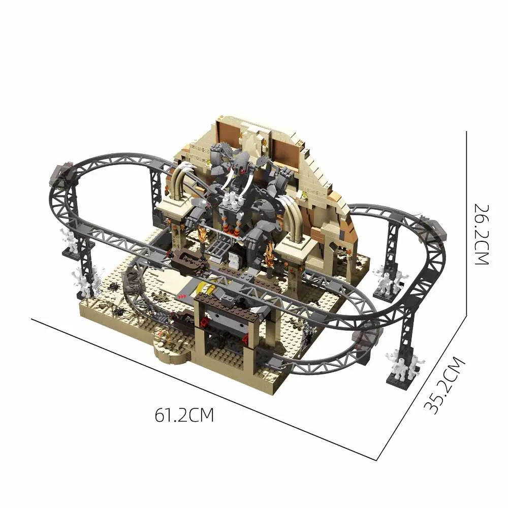 Jungle Temple Ruins Roller Coaster Building Blocks Escape The Temple MOC Track Model Bricks Collectible Gift for Adult 1299pcs