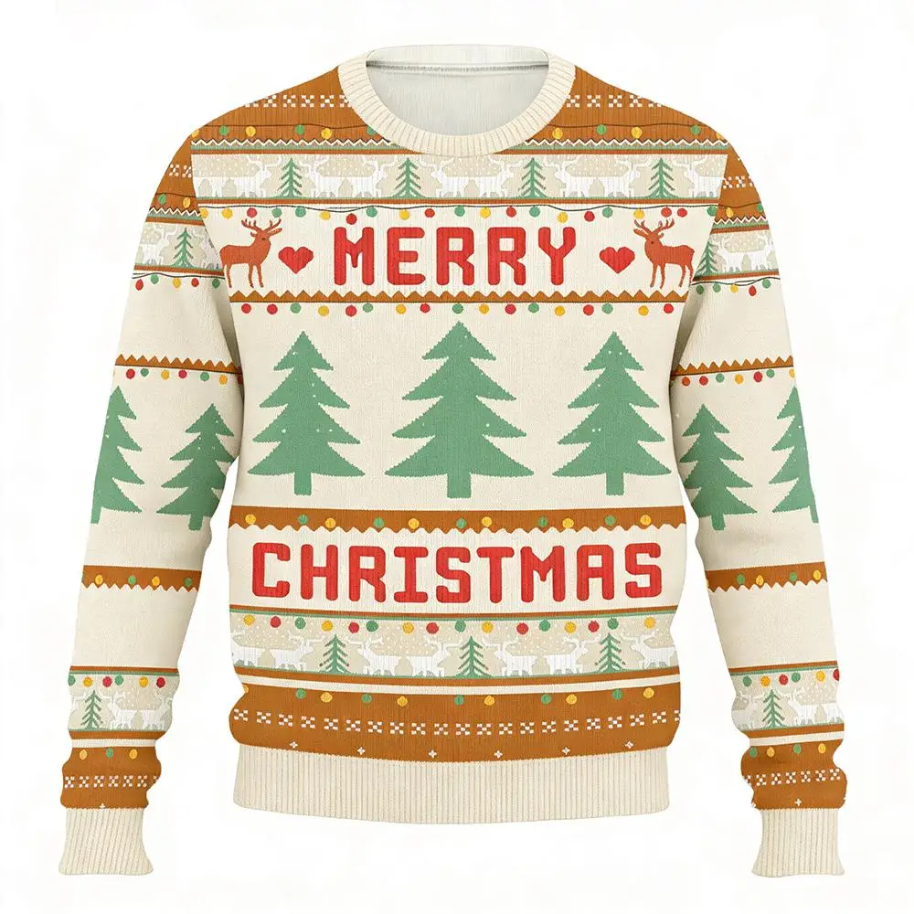 Funny Customizable Photo Ugly Christmas Sweater Personalized DIY Face Family Pullovers 3D Printed Patterned Men/Women Gift Tops