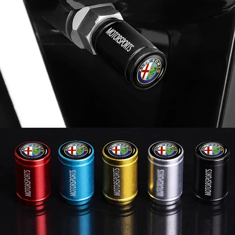 Tampas de válvula de pneu de roda de carro, 4 unidades, haste de aro de pneu, capas à prova de poeira para Alfa Romeo Giulietta Giulia 147 Mito 156 Tonale Gloria Disco
