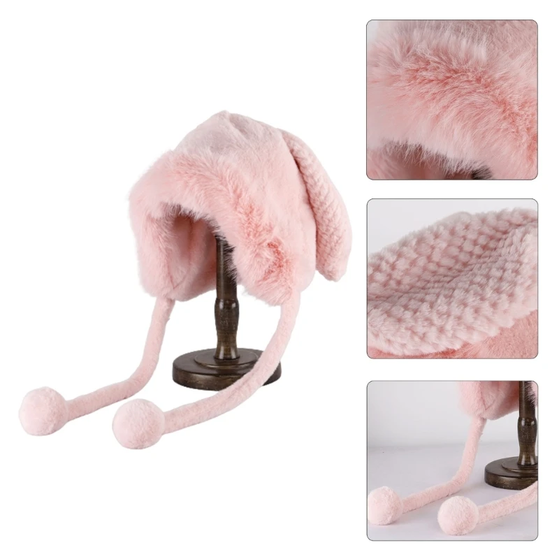 Furry Plush หมวกยาวกระต่ายหูหมวกน่ารักสาวเครื่องแต่งกายผู้หญิง Photo Headwear Dropship